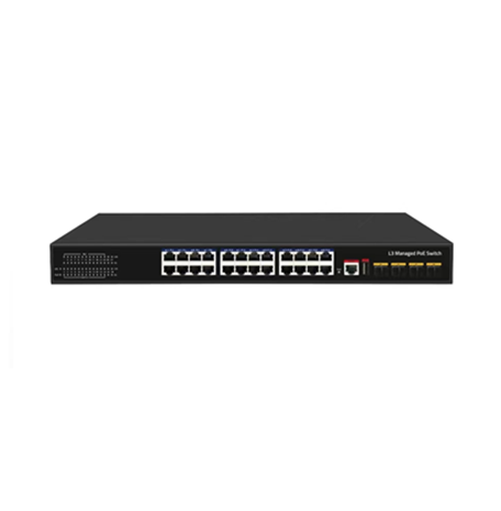 10G Uplink 28 Port Gigabit L3 Managed Ethernet POE Switch (KS-MPOE-10G28F)